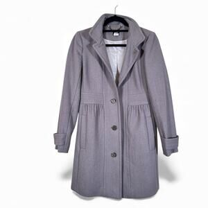 J Crew Grey Wool Lady Day Pea Coat Womens 4 Preppy Button Down Warm Winter